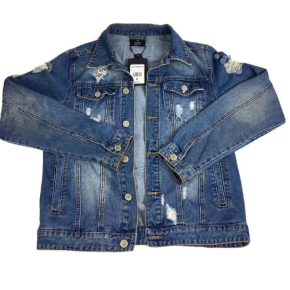 Victorious Men's Denim Blue Stylish Jean Jacket Size S